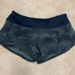 Green & Black Low Waisted Camo Shorts